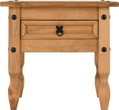Corona 1 Drawer Lamp Table - Distressed Waxed Pine