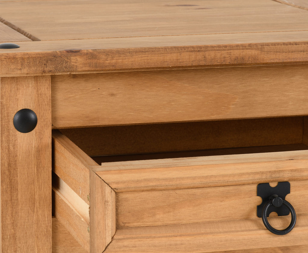 Corona 1 Drawer Lamp Table - Distressed Waxed Pine