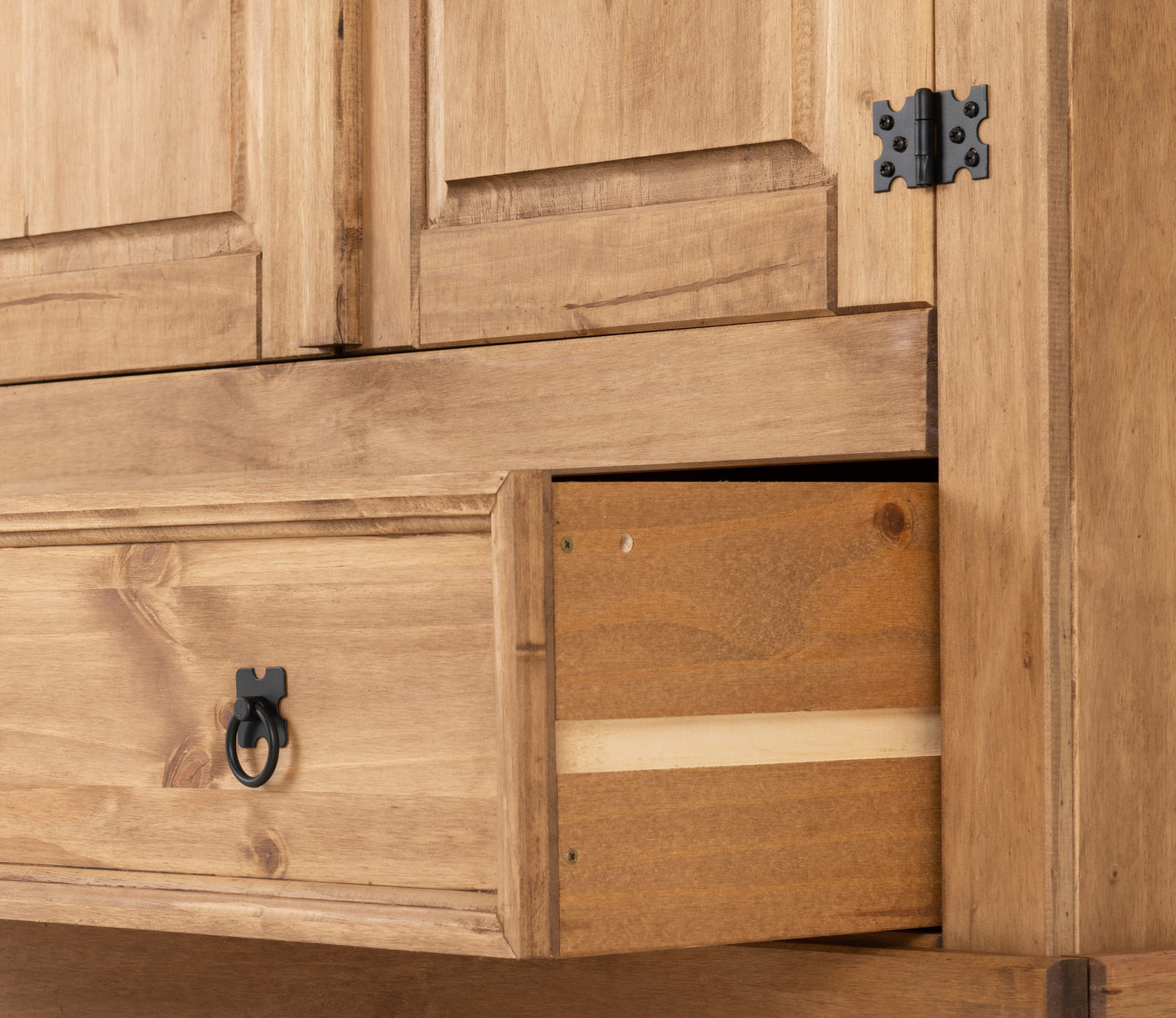 Corona 2 Door 1 Drawer Wardrobe - Distressed Waxed Pine