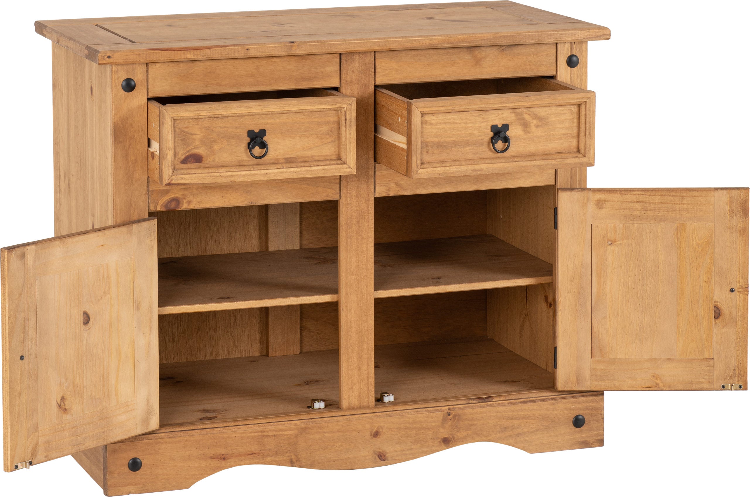 Corona 2 Door 2 Drawer Sideboard - Distressed Waxed Pine