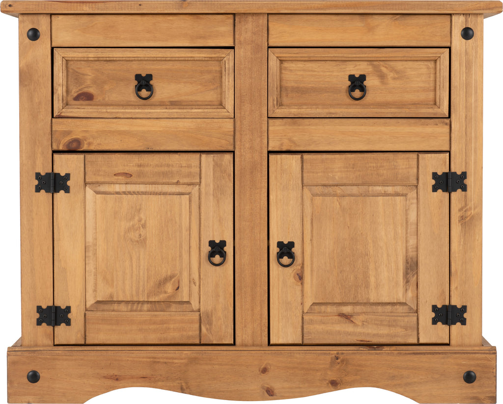 Corona 2 Door 2 Drawer Sideboard - Distressed Waxed Pine