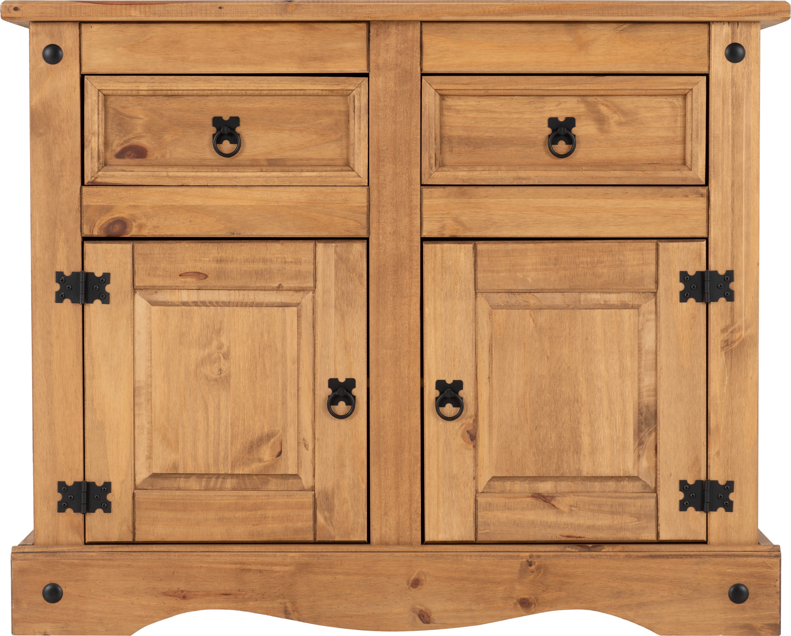 Corona 2 Door 2 Drawer Sideboard - Distressed Waxed Pine