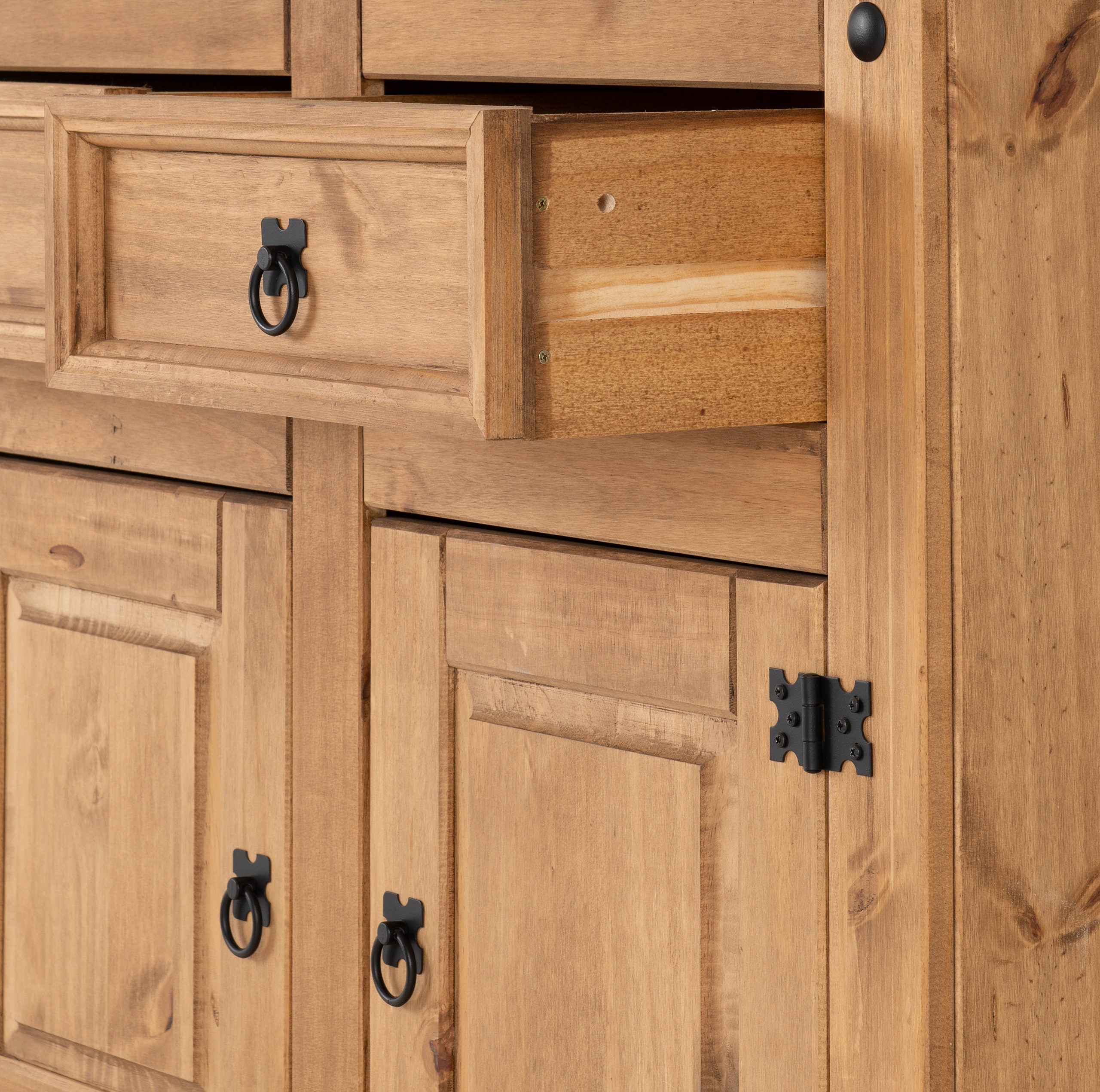 Corona 2 Door 2 Drawer Sideboard - Distressed Waxed Pine