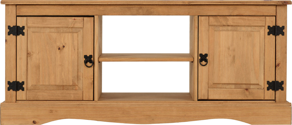 Corona 2 Door Flat Screen Tv Unit - Distressed Waxed Pine