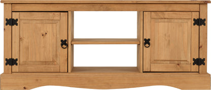 Corona 2 Door Flat Screen Tv Unit - Distressed Waxed Pine