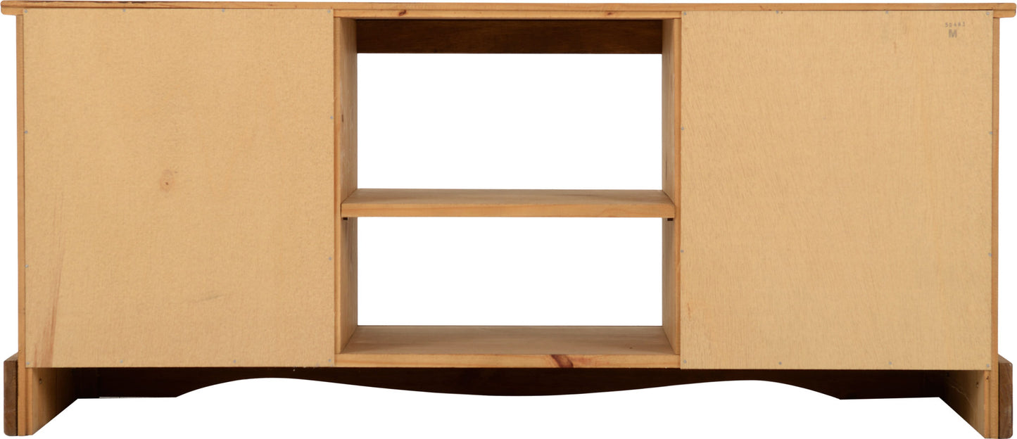 Corona 2 Door Flat Screen Tv Unit - Distressed Waxed Pine