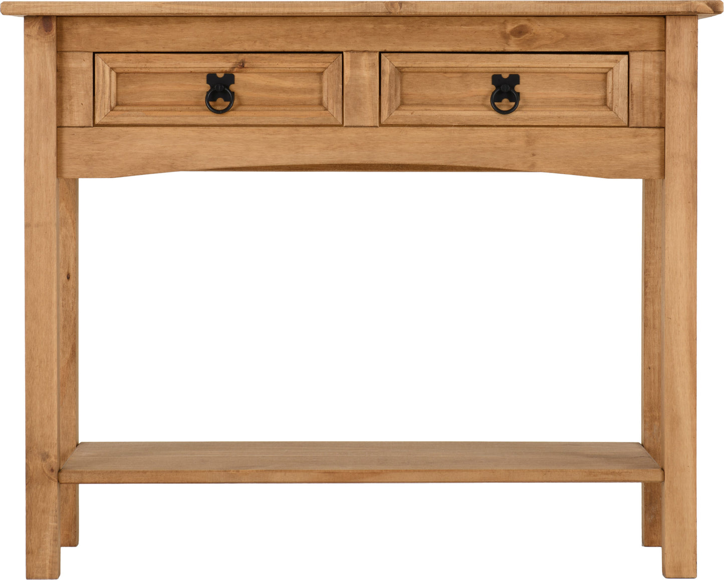 Corona 2 Drawer Console Table With Shelf - Distressed Waxed Pine