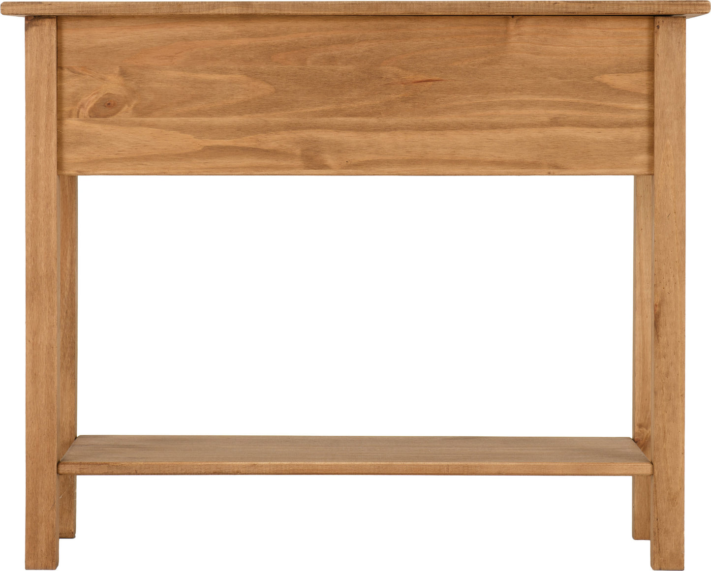 Corona 2 Drawer Console Table With Shelf - Distressed Waxed Pine