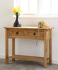 Corona 2 Drawer Console Table With Shelf - Distressed Waxed Pine