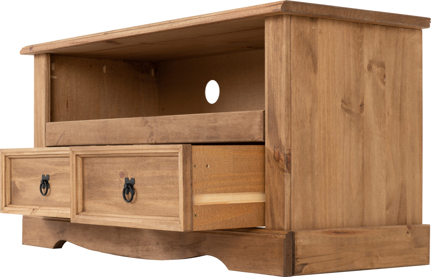 Corona 2 Drawer Flat Screen Tv Unit (No Shelf) - Distressed Waxed Pine