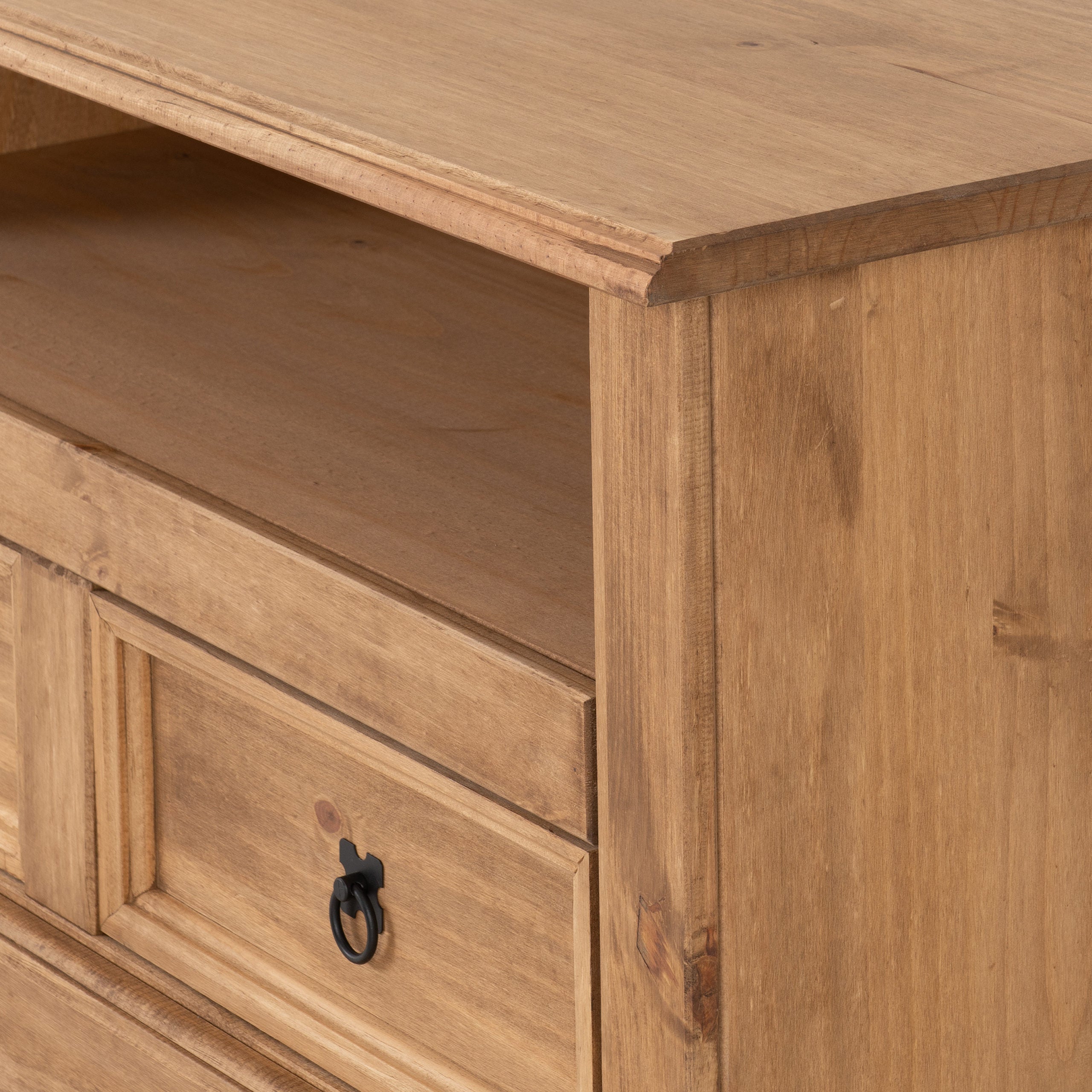 Corona 2 Drawer Flat Screen Tv Unit (No Shelf) - Distressed Waxed Pine