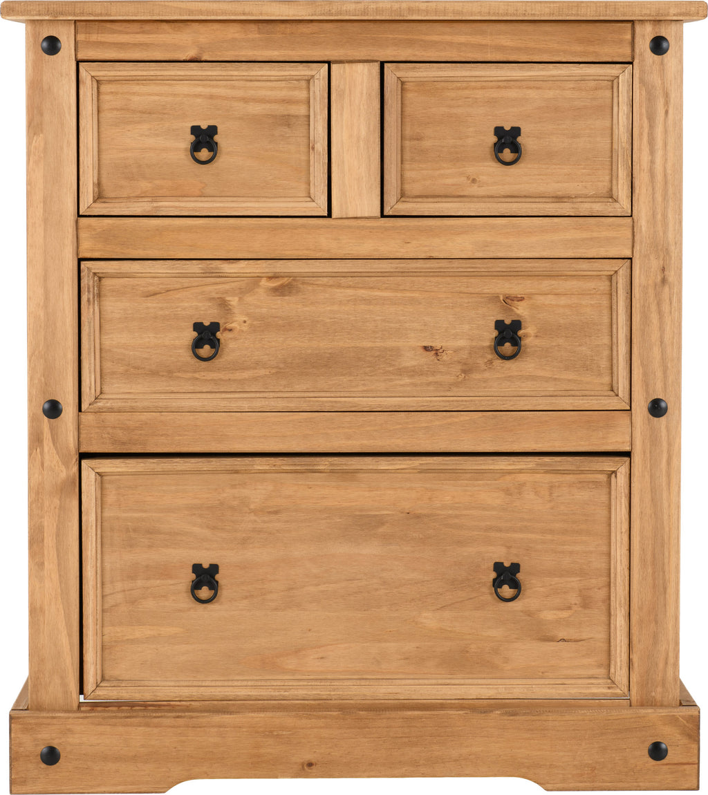 Corona 2+2 Drawer Chest - Distressed Waxed Pine