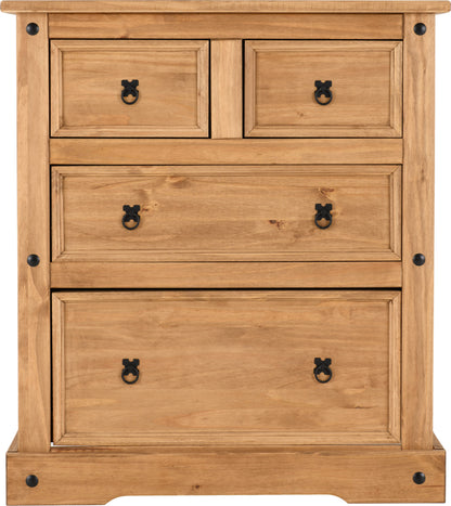 Corona 2+2 Drawer Chest - Distressed Waxed Pine