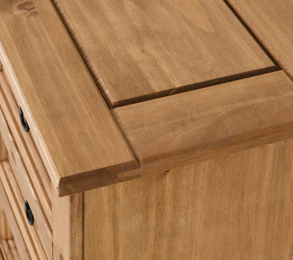 Corona 3 Drawer Bedside - Distressed Waxed Pine