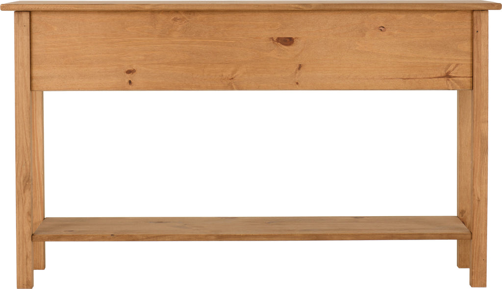 Corona 3 Drawer Console Table With Shelf - Distressed Waxed Pine