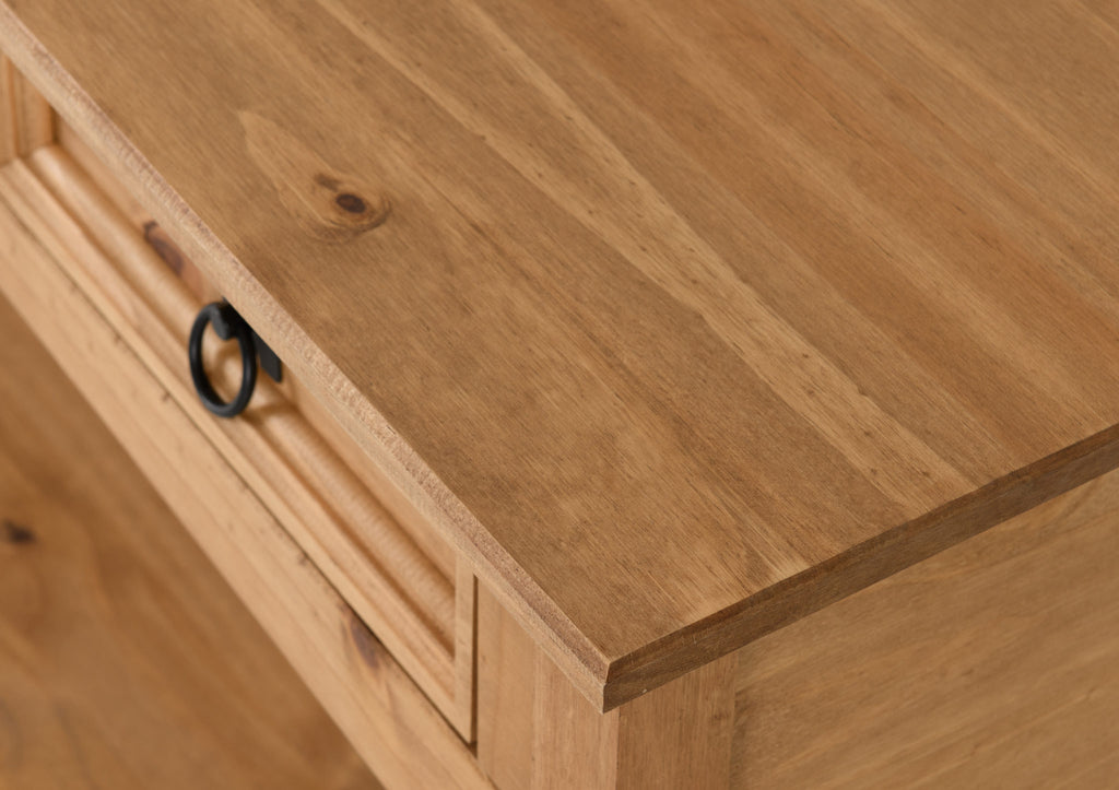 Corona 3 Drawer Console Table With Shelf - Distressed Waxed Pine