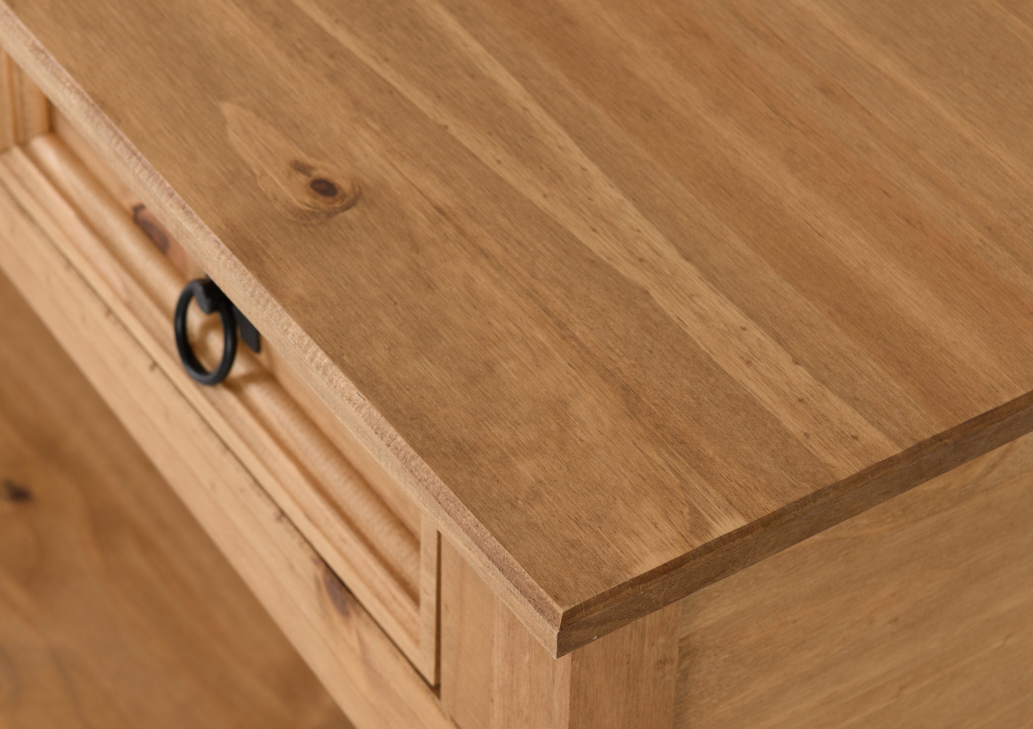 Corona 3 Drawer Console Table With Shelf - Distressed Waxed Pine