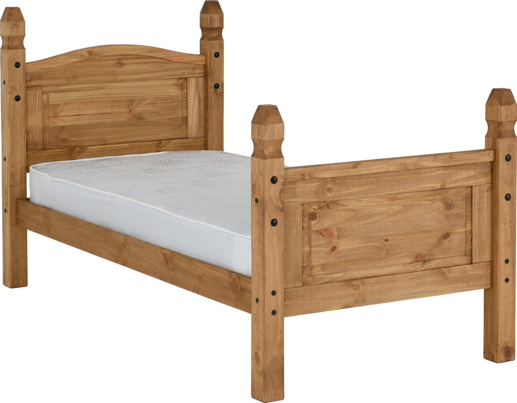 Corona 3' High End Bed - Distressed Waxed Pine