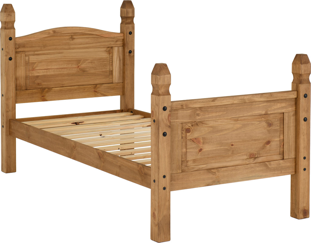 Corona 3' High End Bed - Distressed Waxed Pine