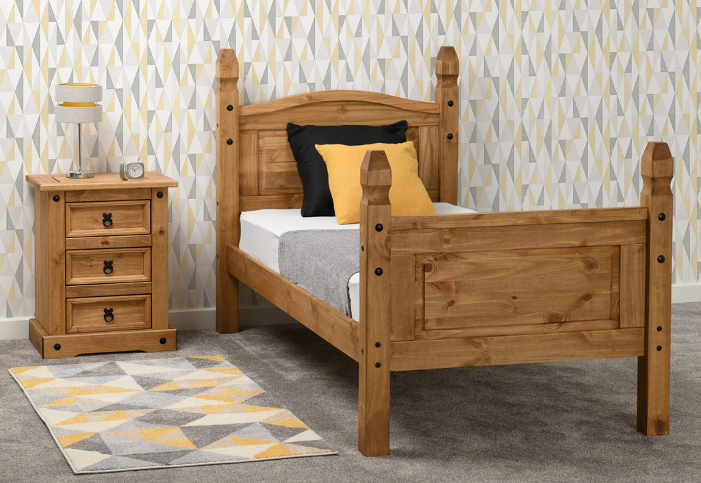 Corona 3' High End Bed - Distressed Waxed Pine