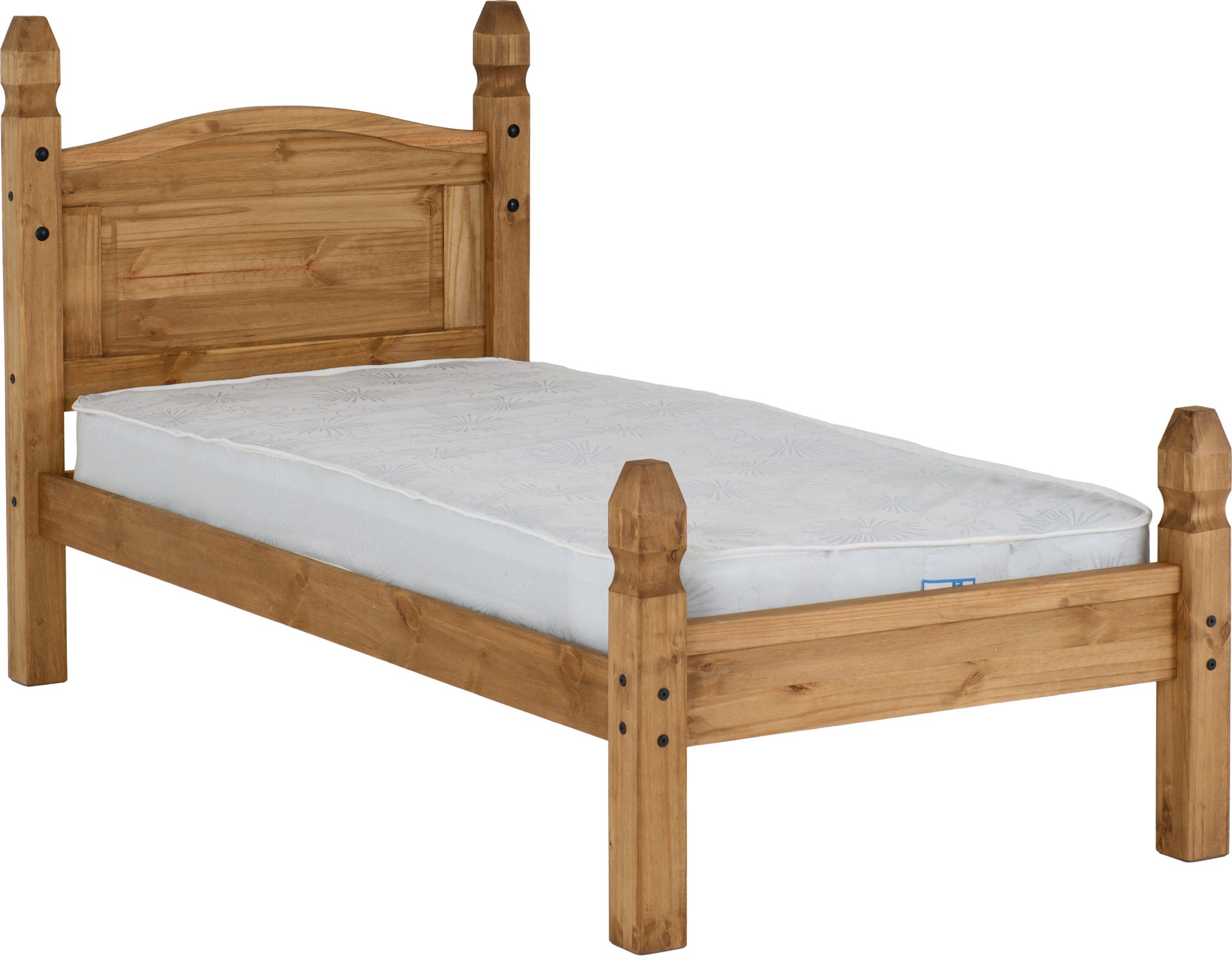 Corona 3' Low End Bed - Distressed Waxed Pine