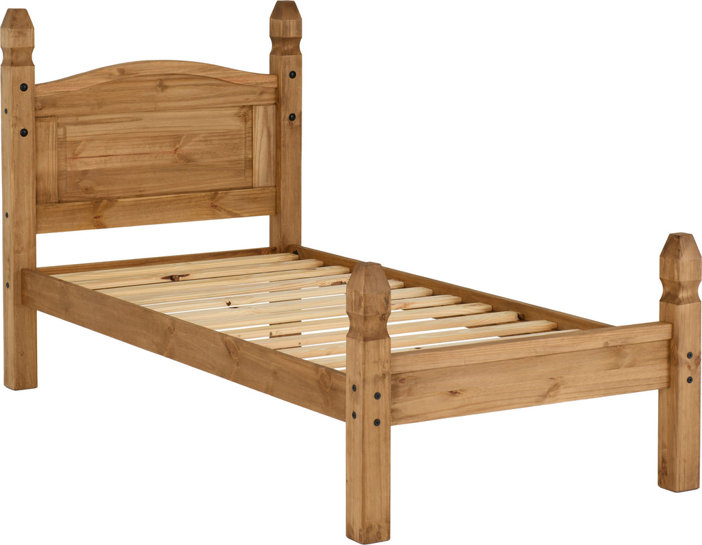 Corona 3' Low End Bed - Distressed Waxed Pine