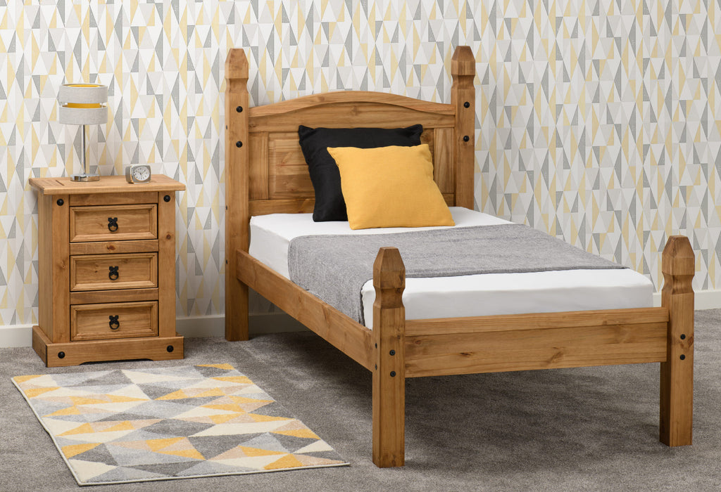 Corona 3' Low End Bed - Distressed Waxed Pine