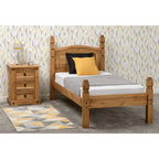Corona 3' Low End Bed - Distressed Waxed Pine