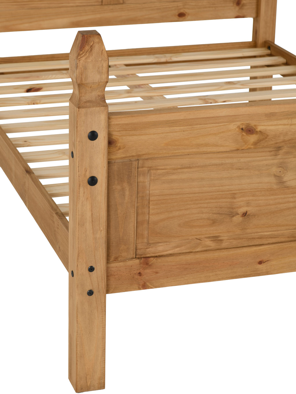 Corona 4'6" High End Bed - Distressed Waxed Pine