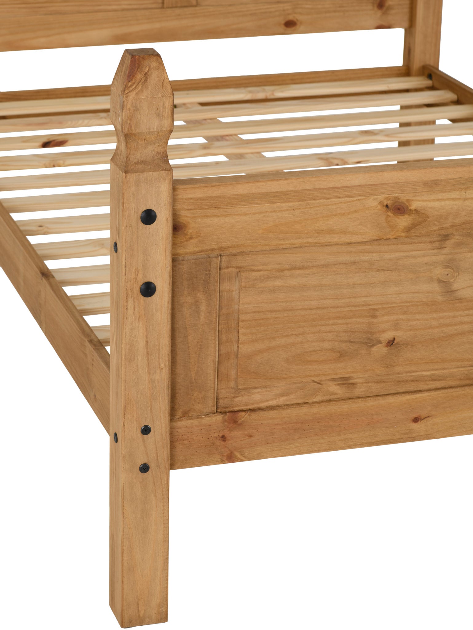 Corona 4'6" High End Bed - Distressed Waxed Pine