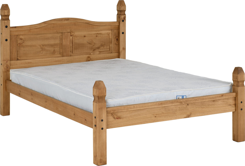 Corona 4'6" Low End Bed - Distressed Waxed Pine
