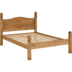 Corona 4'6" Low End Bed - Distressed Waxed Pine