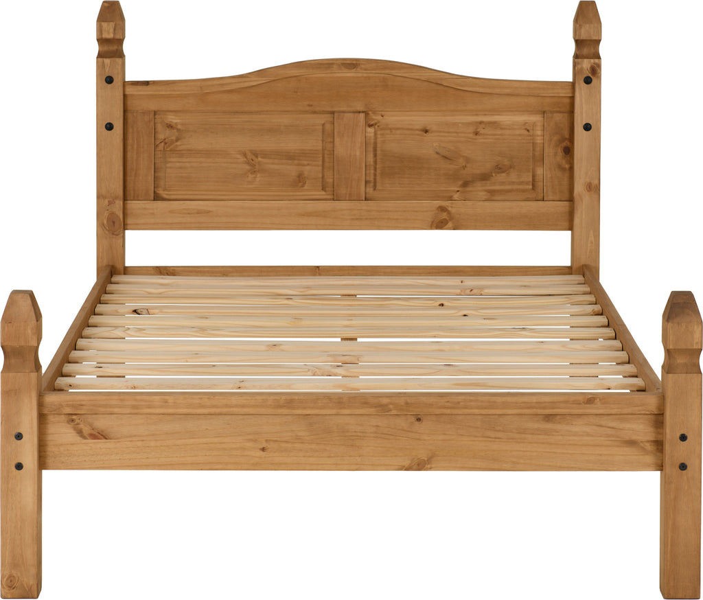 Corona 4'6" Low End Bed - Distressed Waxed Pine