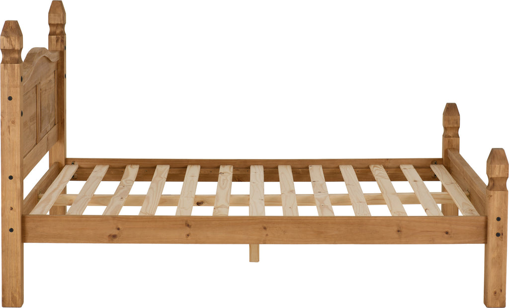 Corona 4'6" Low End Bed - Distressed Waxed Pine