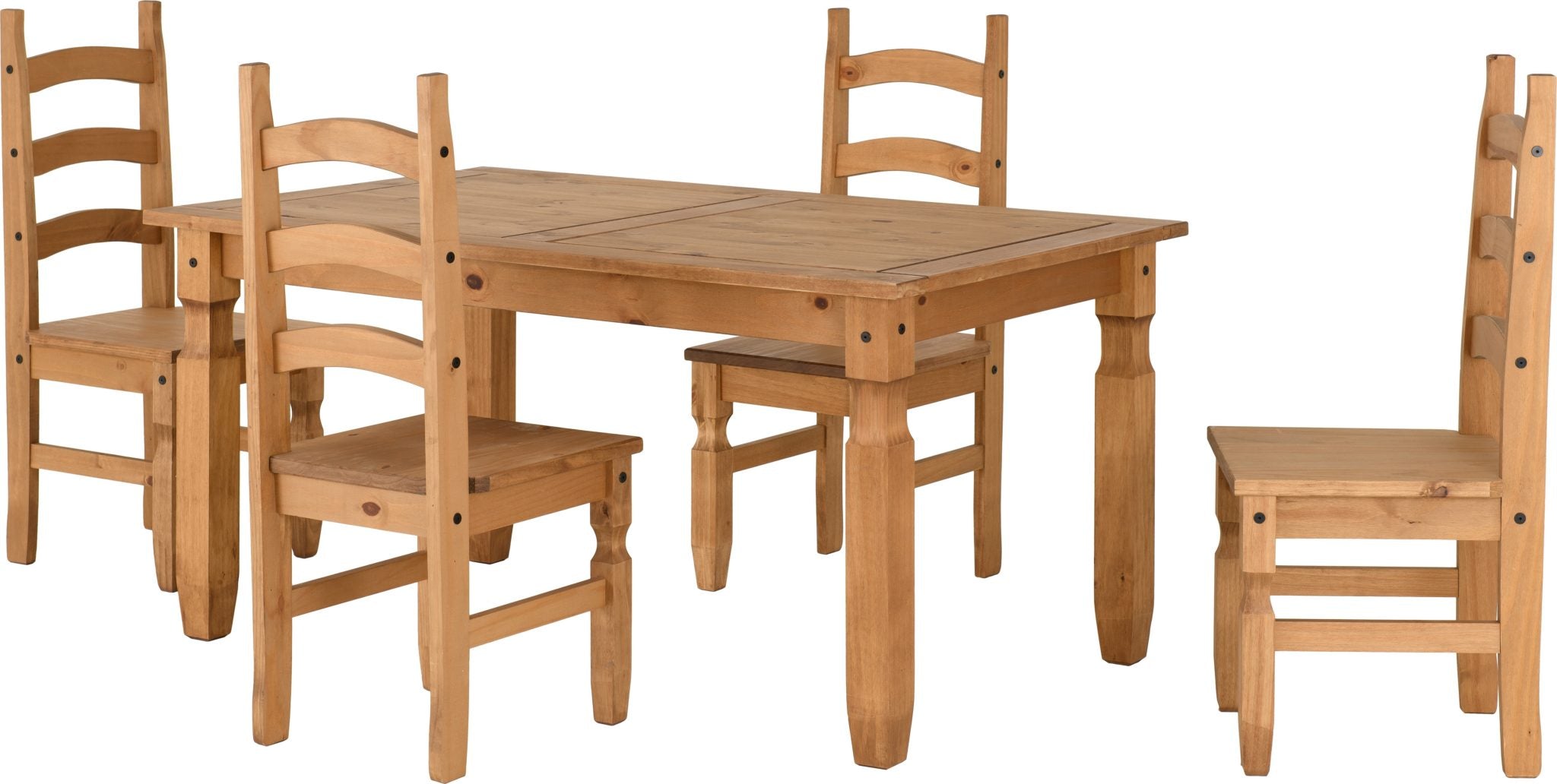 Corona 5' Dining Set (X4 Chairs) - Distressed Waxed Pine
