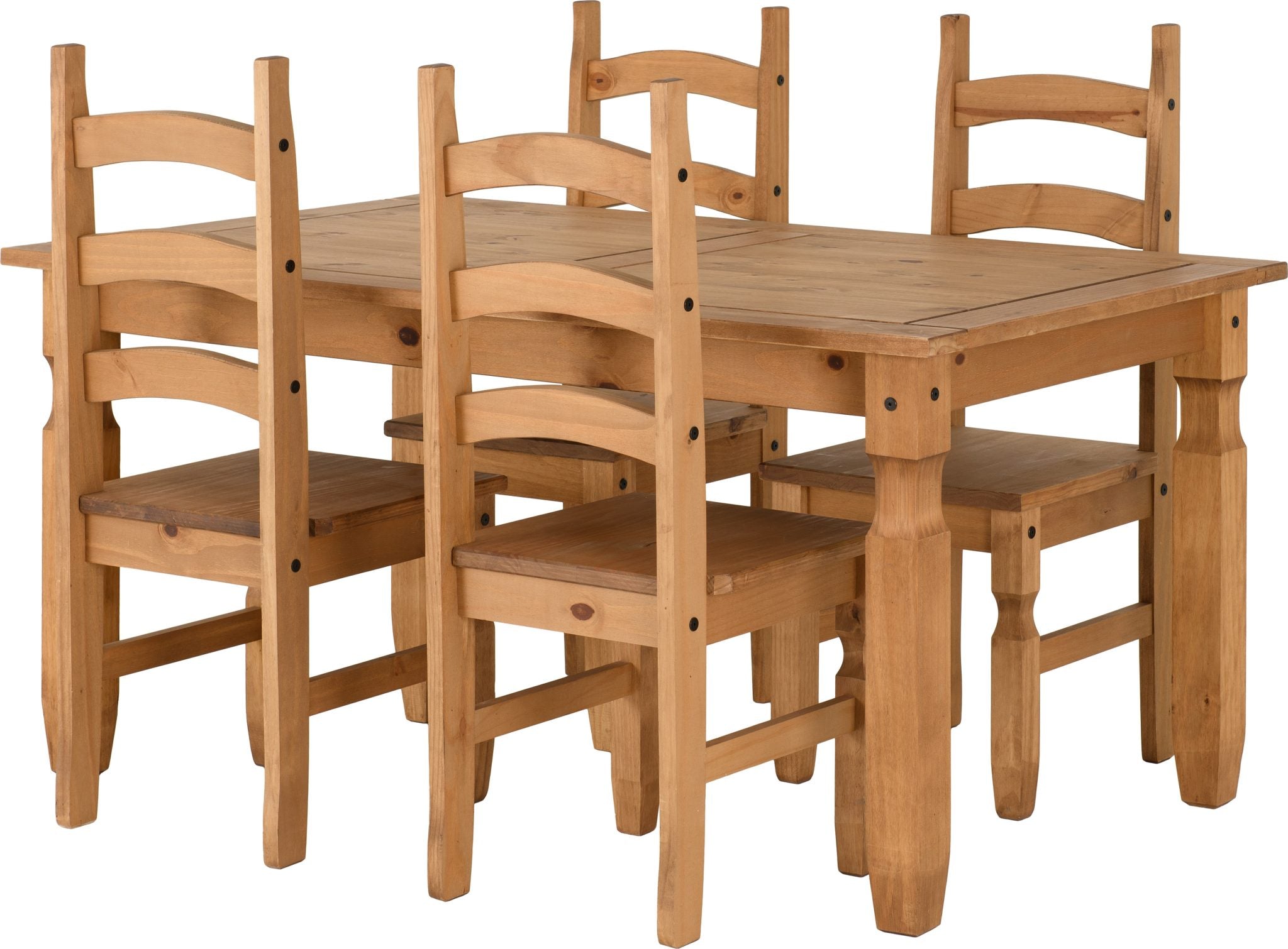 Corona 5' Dining Set (X4 Chairs) - Distressed Waxed Pine