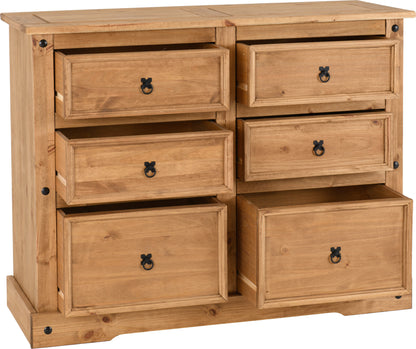 Corona 6 Drawer Chest - Distressed Waxed Pine