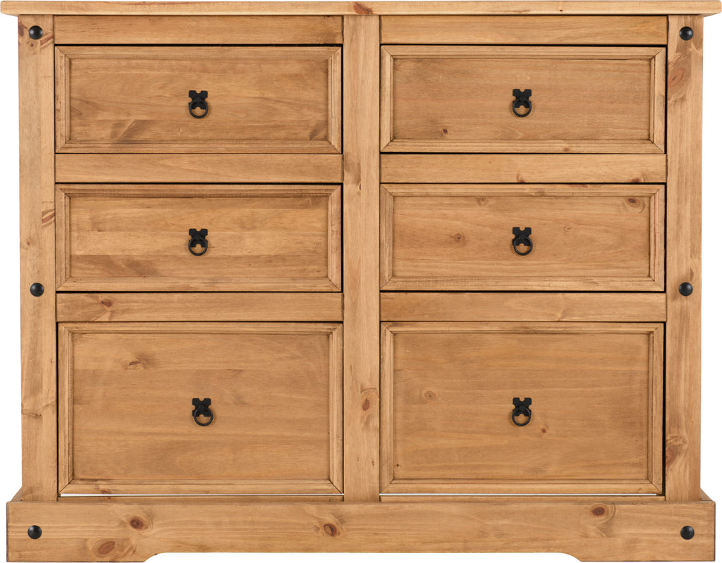Corona 6 Drawer Chest - Distressed Waxed Pine