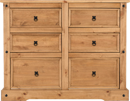 Corona 6 Drawer Chest - Distressed Waxed Pine