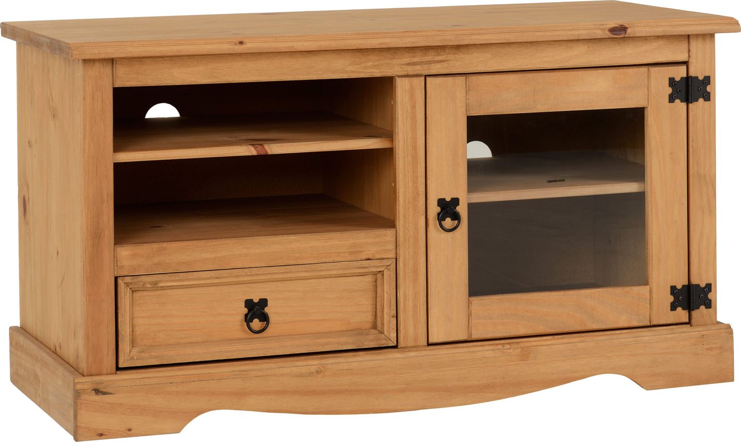 Corona Entertainment Unit - Distressed Waxed Pine/Glass