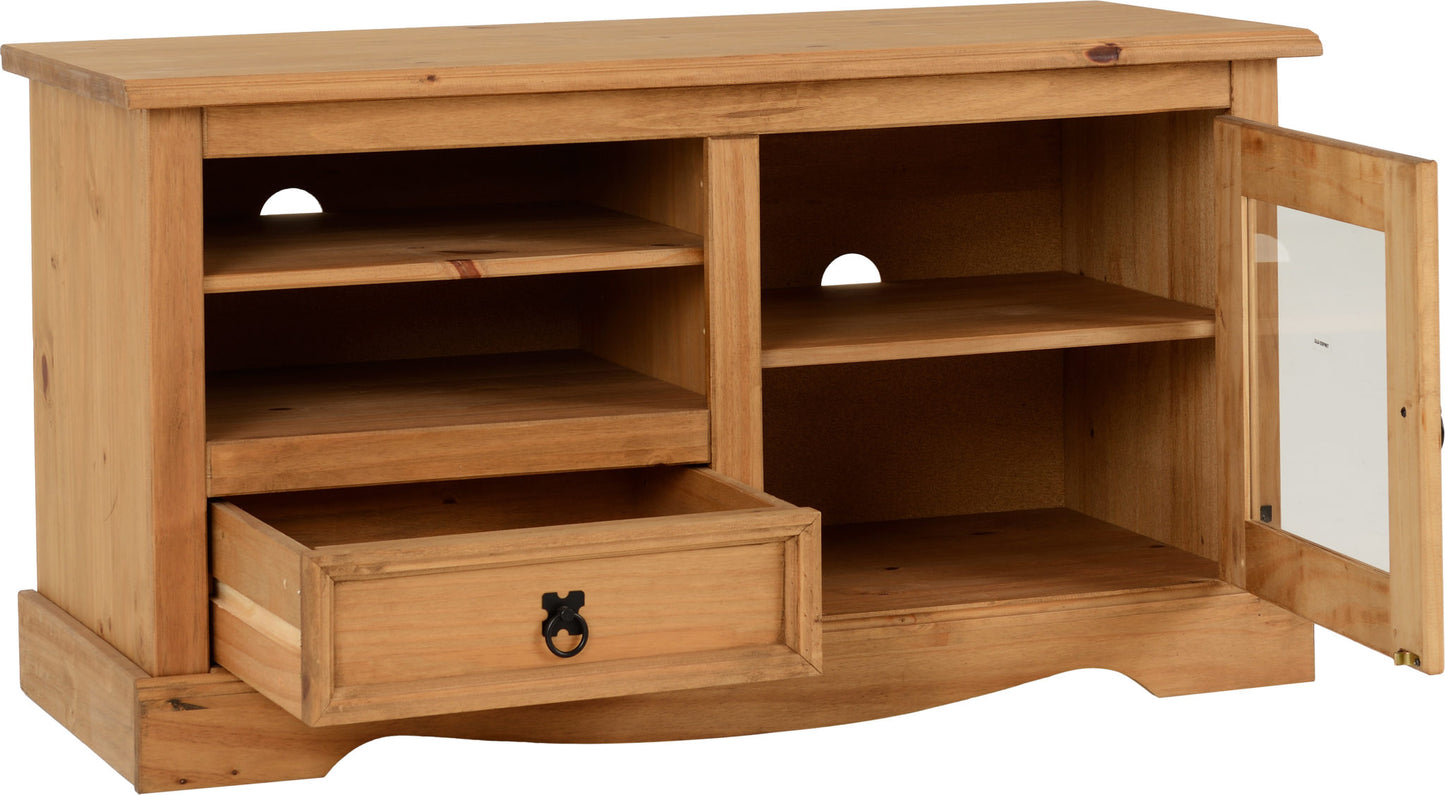 Corona Entertainment Unit - Distressed Waxed Pine/Glass
