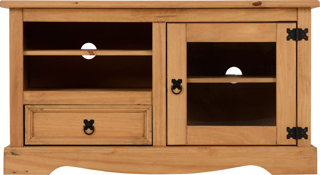 Corona Entertainment Unit - Distressed Waxed Pine/Glass