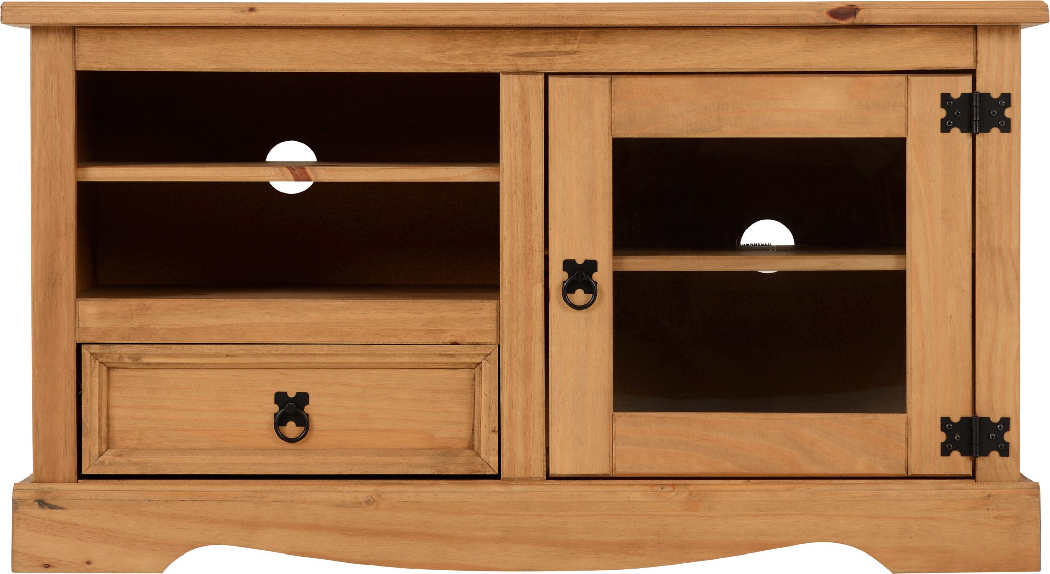 Corona Entertainment Unit - Distressed Waxed Pine/Glass