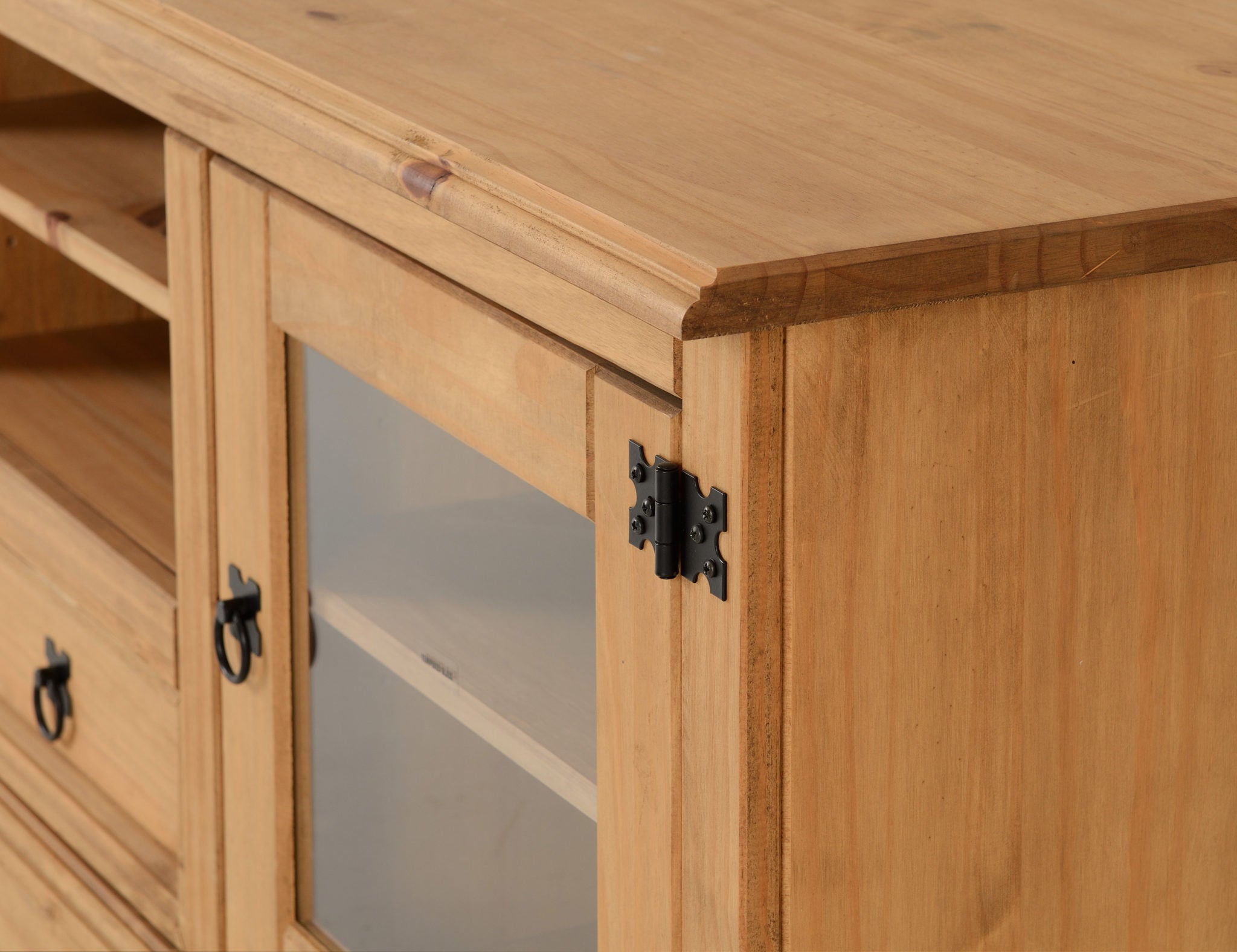 Corona Entertainment Unit - Distressed Waxed Pine/Glass