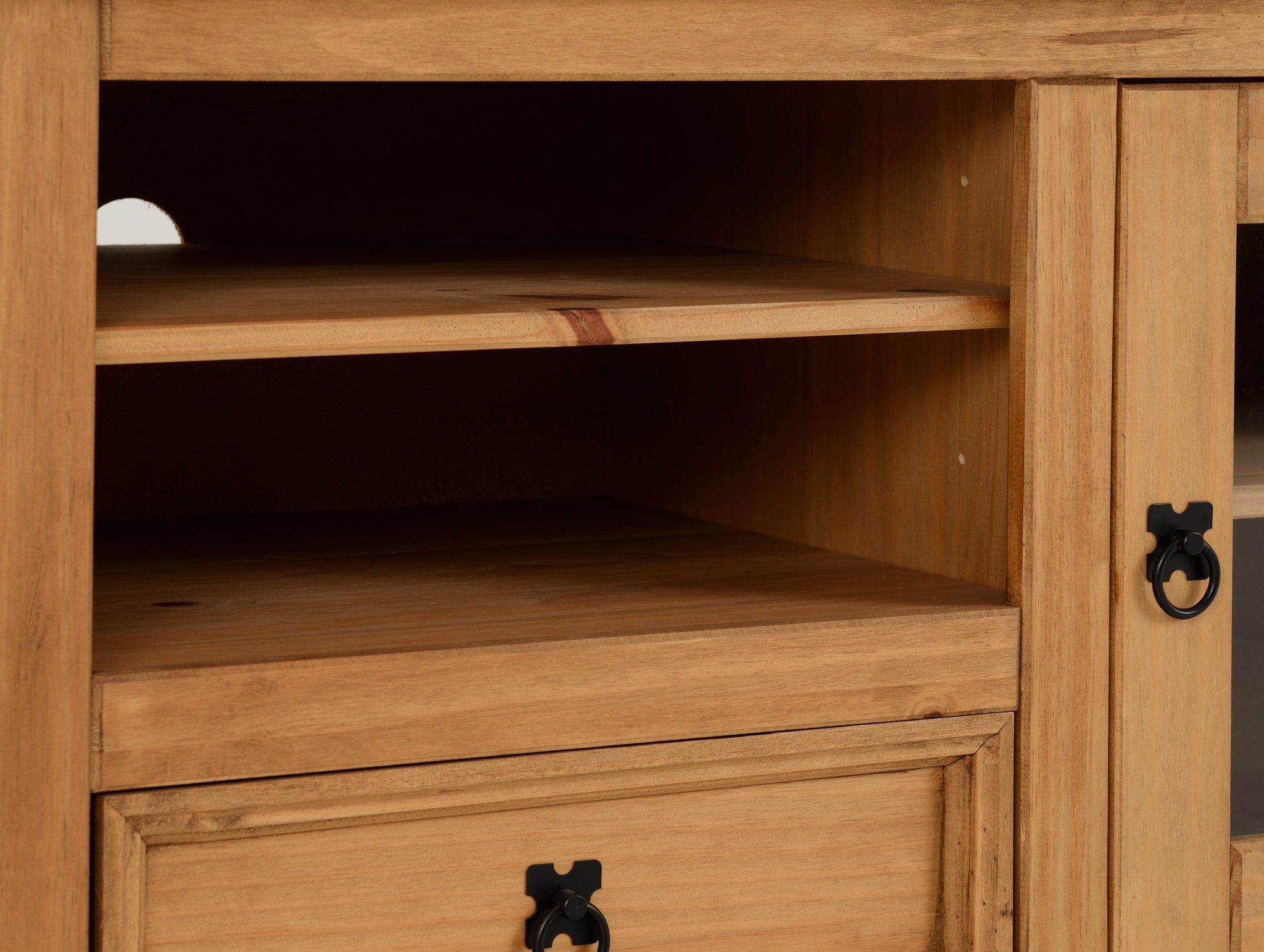 Corona Entertainment Unit - Distressed Waxed Pine/Glass