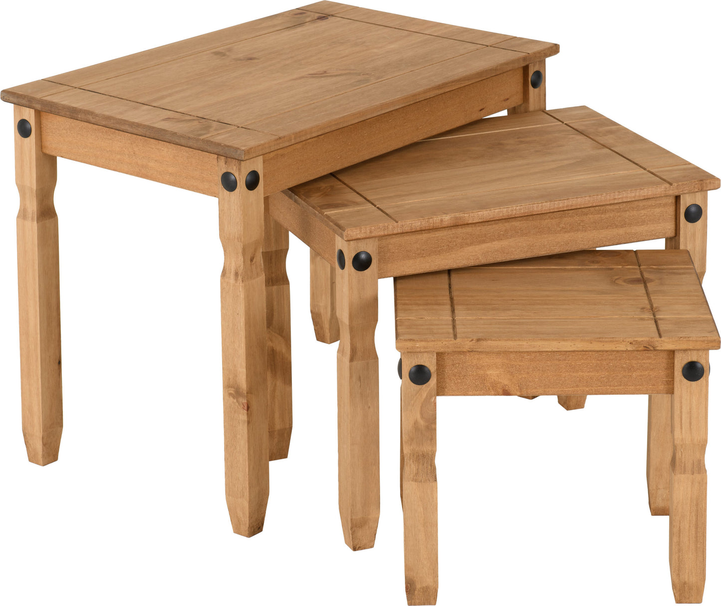Corona Nest Of Tables - Distressed Waxed Pine