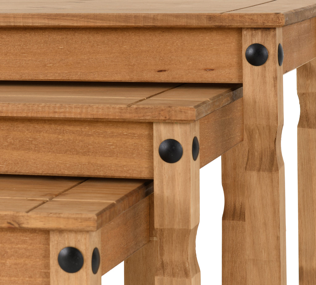 Corona Nest Of Tables - Distressed Waxed Pine
