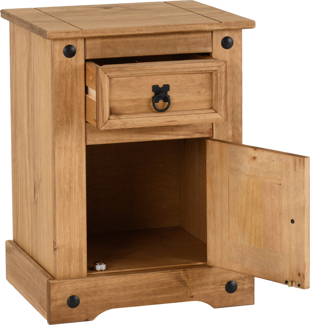 Corona Petite Bedside - Distressed Waxed Pine