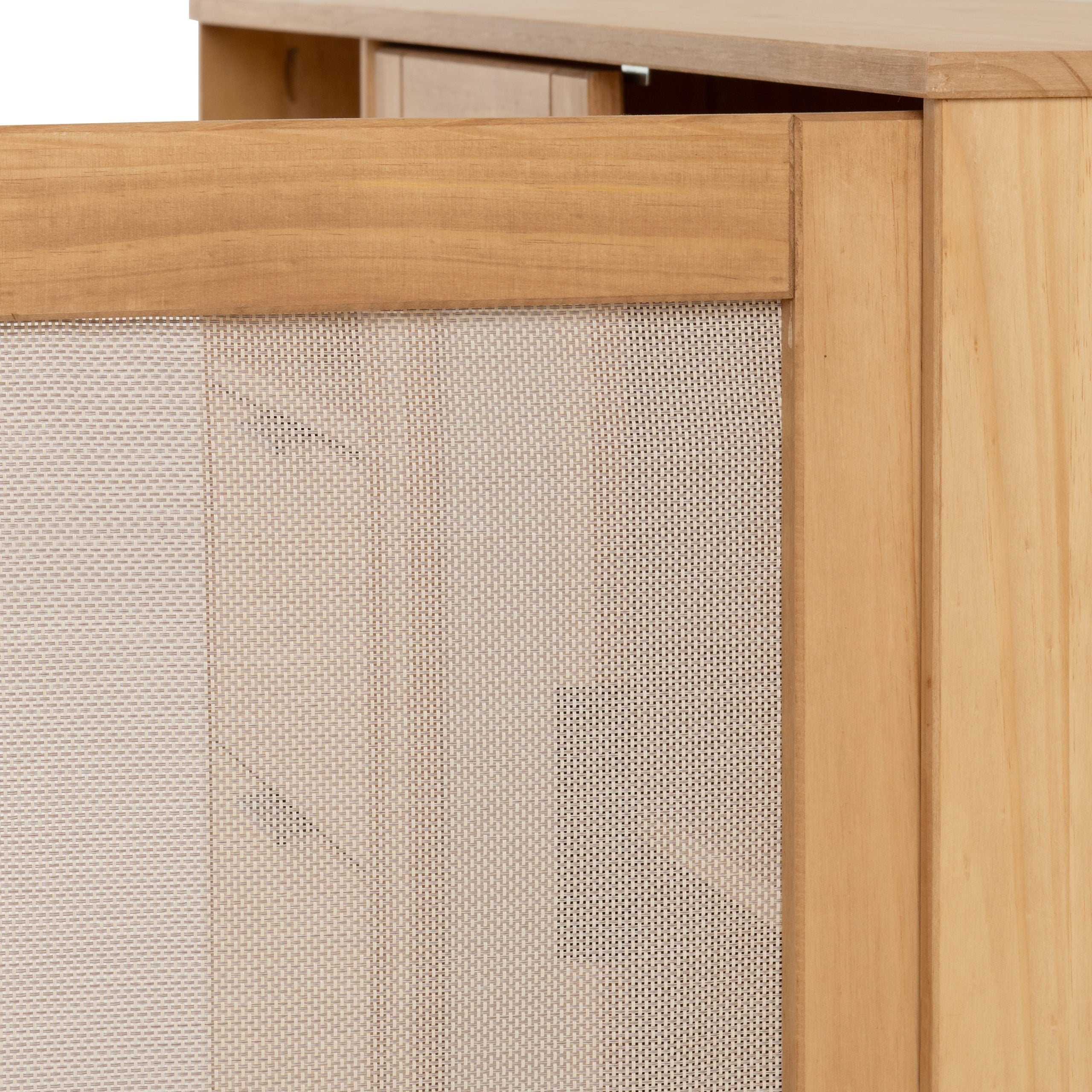 Corona Rattan 2 Door 2 Drawer Sideboard - Distressed Wax Pine/Rattan Effect