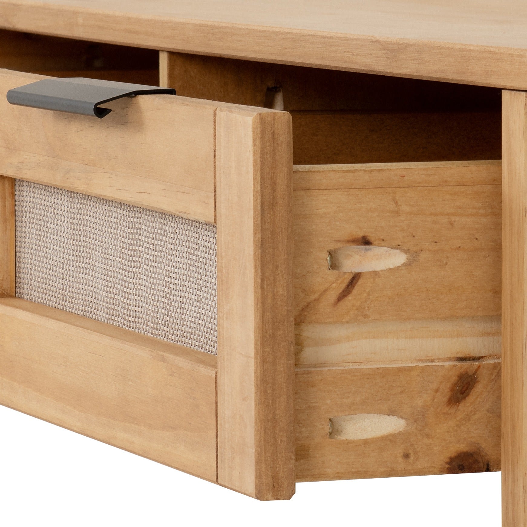 Corona Rattan 2 Drawer Coffee Table - Distressed Wax Pine/Rattan Effect